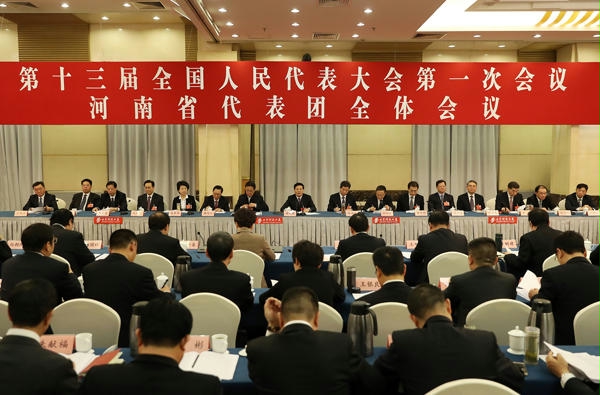 河南代表团举行全体会议审议政府工作报告